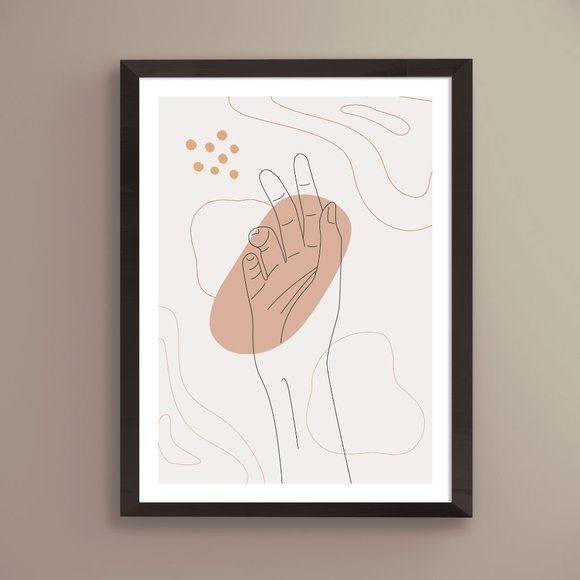 Modern Minimalist Hand Abstract Boho Wall Art Print Home Decor [No Frame] - Picture 1 of 5